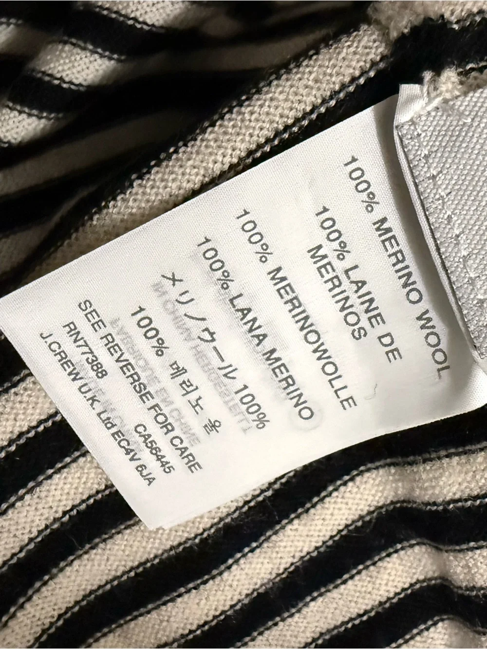 J. Crew Black and White Striped Crewneck Sweater